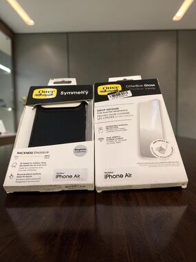 OtterBox iPhone Air Black Symmetry MagSafe Case + Glass Screen Protector